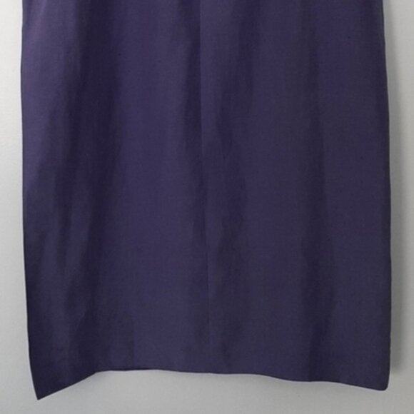 KASPER Linen Silk Minimalist Classic Long Maxi Skirt Side Slit Purple Blue Sz 12 - Picture 4 of 8